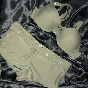 Olive green 2 piece swim suit (new)